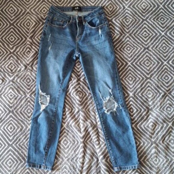 Dotti Denim Women's Distressed Skinny/Straight Leg Jeans - Picture 1 of 5